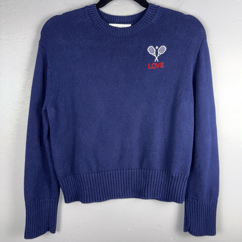 Brit.NY Sweater Womens XS Navy‎ Crew Neck Knitted Pullover Preppy